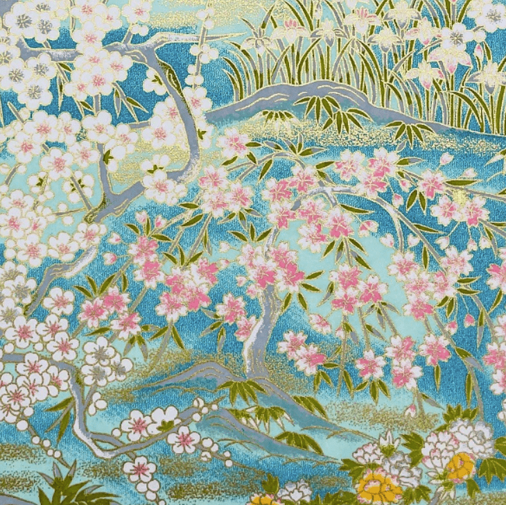 Japanese Yuzen Chiyogami Washi Paper (Y0444) – Cherry Blossoms in Spring