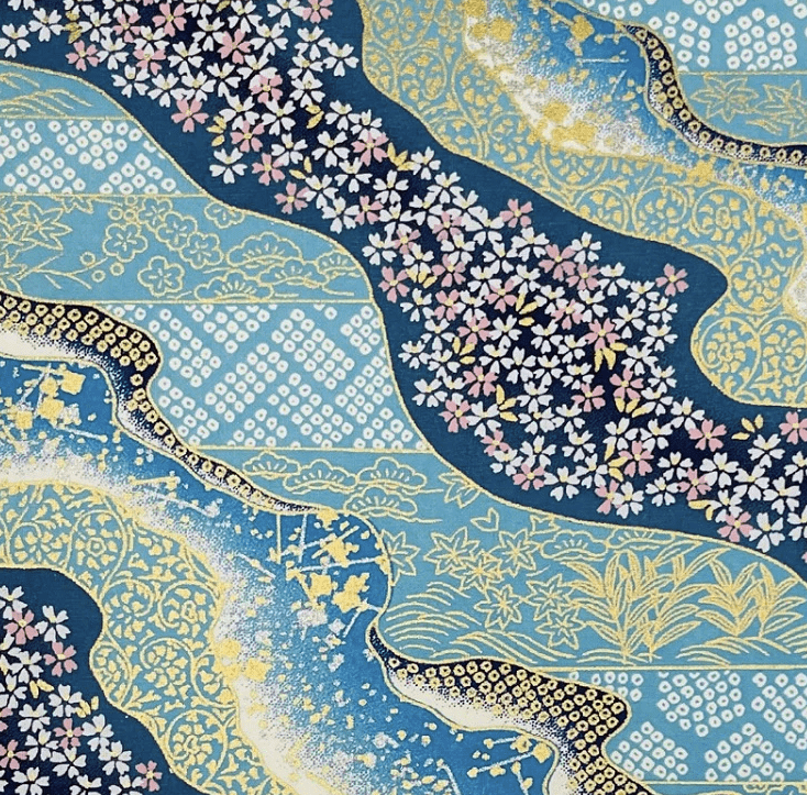 Japanese Yuzen Chiyogami Washi Paper (Y0445) – Sakura Blue Stream