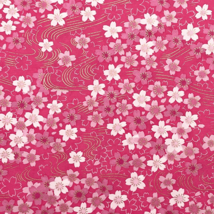 Japanese Yuzen Chiyogami Washi Paper (Y0481) – Blossoming Sakura on Pink