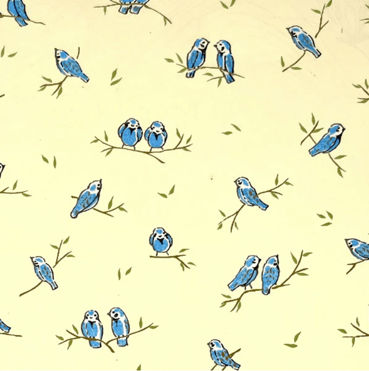 Japanese Yuzen Chiyogami Washi Paper Y0541 – Blue Birds on Branches