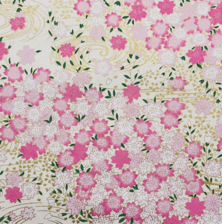 Japanese Yuzen Chiyogami Washi Paper (Y0637) - Pink and White Floral Pattern