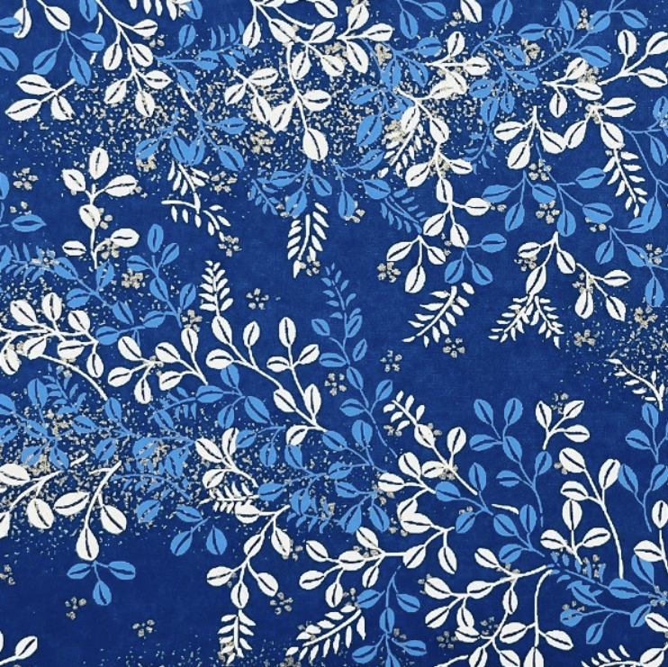 Japanese Yuzen Chiyogami Washi Paper (Y0657) – Blue & White Foliage