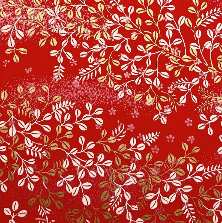 Japanese Yuzen Chiyogami Washi Paper (Y0659) – Red & White Foliage