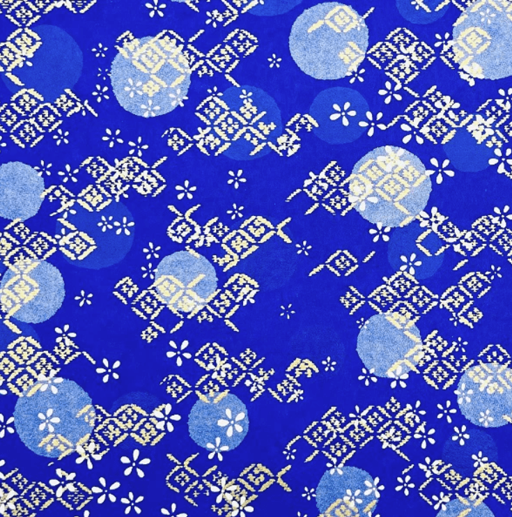 Japanese Yuzen Chiyogami Washi Paper (Y0665) – Indigo Geometric Harmony