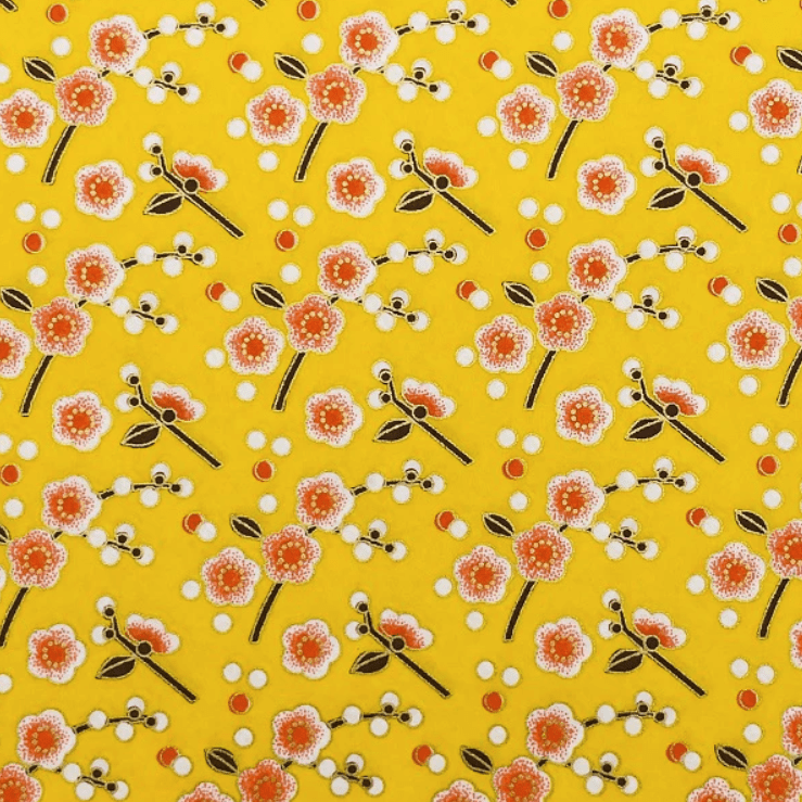 Japanese Yuzen Chiyogami Washi Paper Y0678 – Yellow Plum Blossom