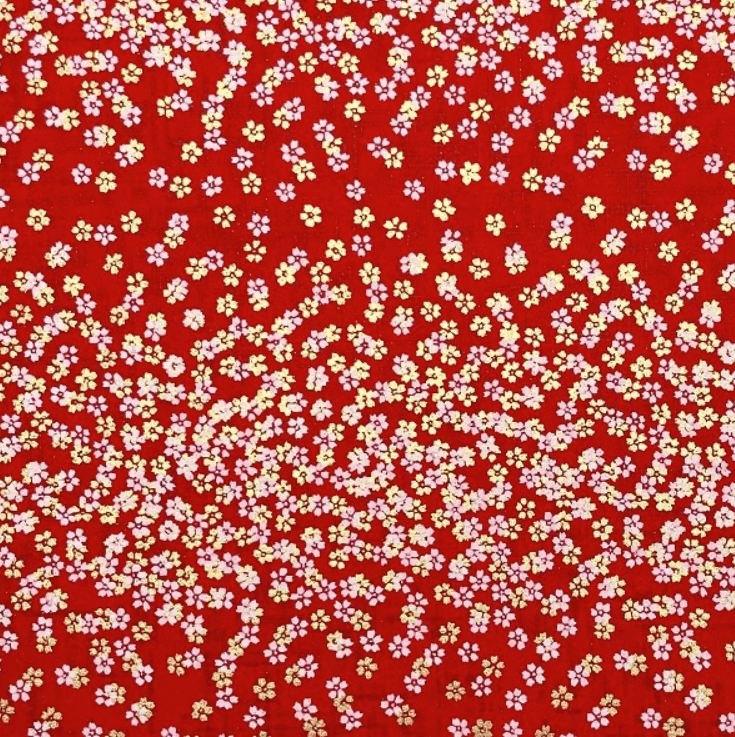 Japanese Yuzen Chiyogami Washi Paper (Y0721) – Tiny Sakura Blossoms on Red