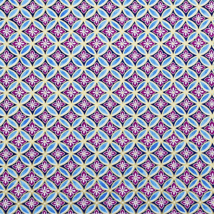 Japanese Yuzen Chiyogami Washi Paper (Y0854) - Blue and Purple Geometric Pattern