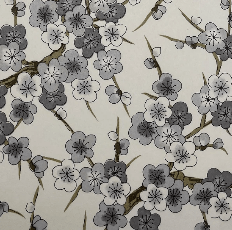 Japanese Yuzen Chiyogami Washi Paper (Y0900) – Monochrome Plum Blossoms