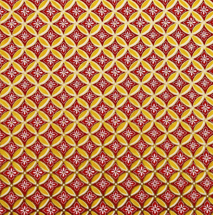 Japanese Yuzen Chiyogami Washi Paper (Y0904) - Red and Gold Geometric Pattern