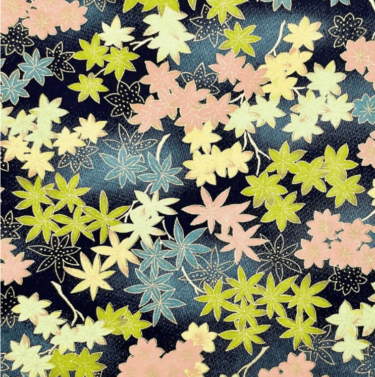 Japanese Yuzen Chiyogami Washi Paper (Y0917) – Autumn Maple Leaves on Midnight Blue