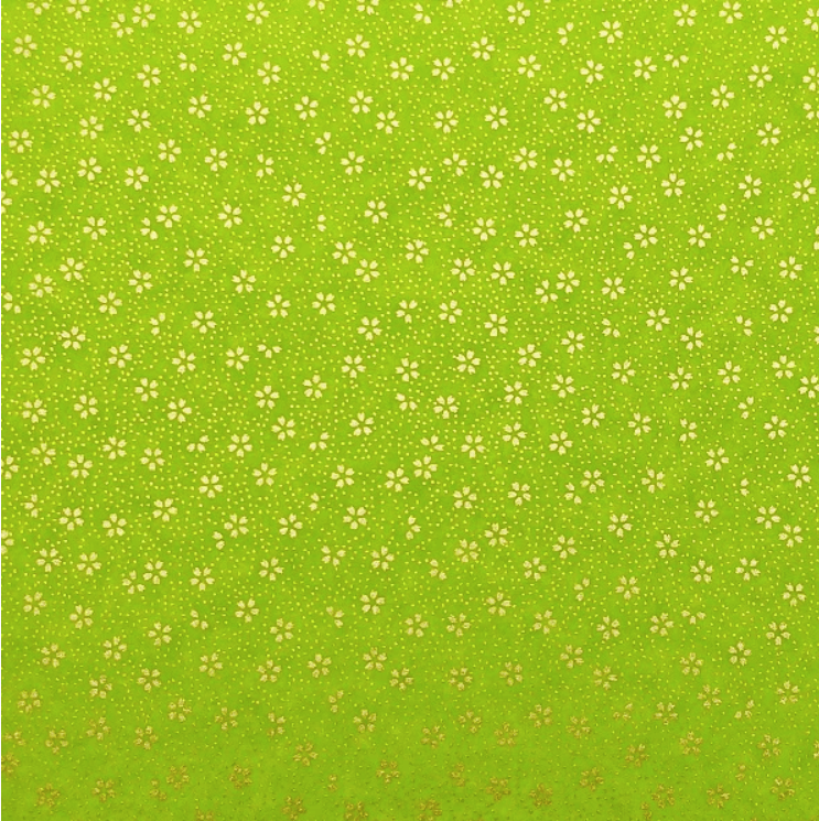 Japanese Yuzen Chiyogami Washi Paper (Y0921) - Gold Cherry Blossoms on Green Gradient