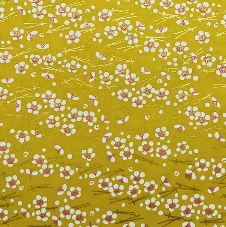 Japanese Yuzen Chiyogami Washi Paper Y0930 – Golden Blossom Breeze