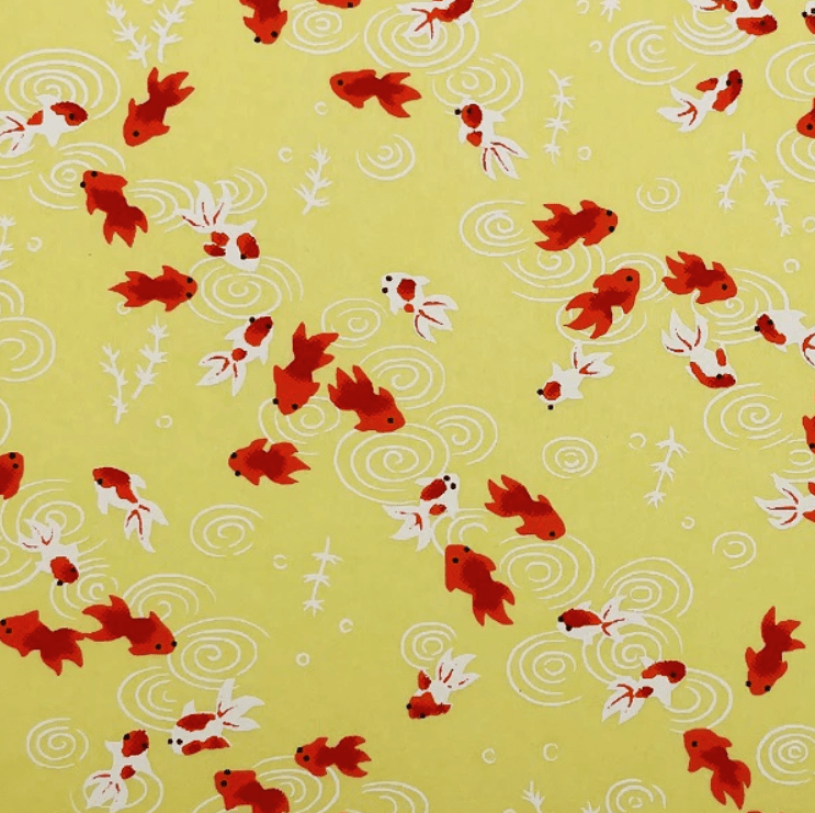 Japanese Yuzen Chiyogami Washi Paper Y0948 – Goldfish Dance