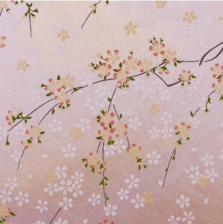 Japanese Yuzen Chiyogami Washi Paper (Y0957) - Cherry Blossom Branches on Pink