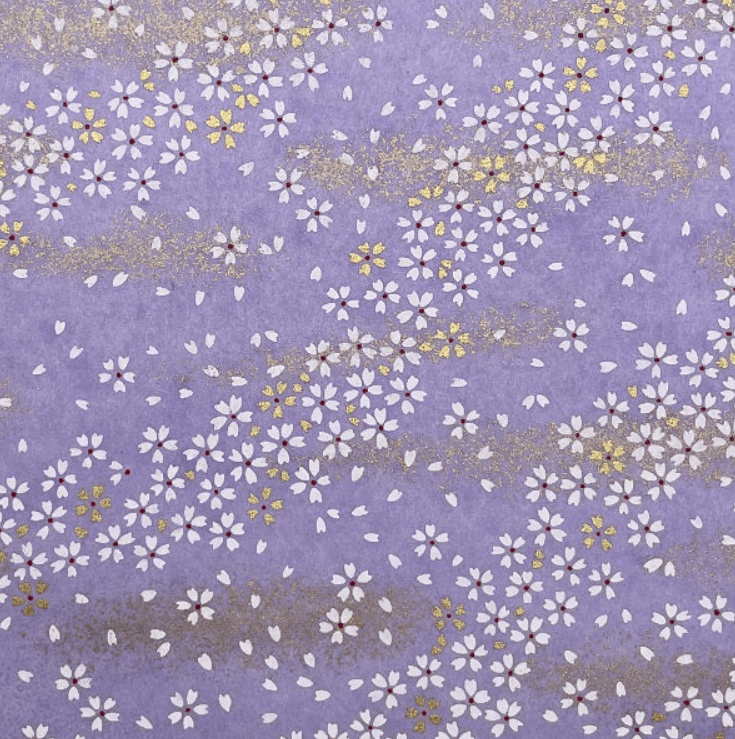 Japanese Yuzen Chiyogami Washi Paper Y1036 – Lavender Sakura Bliss