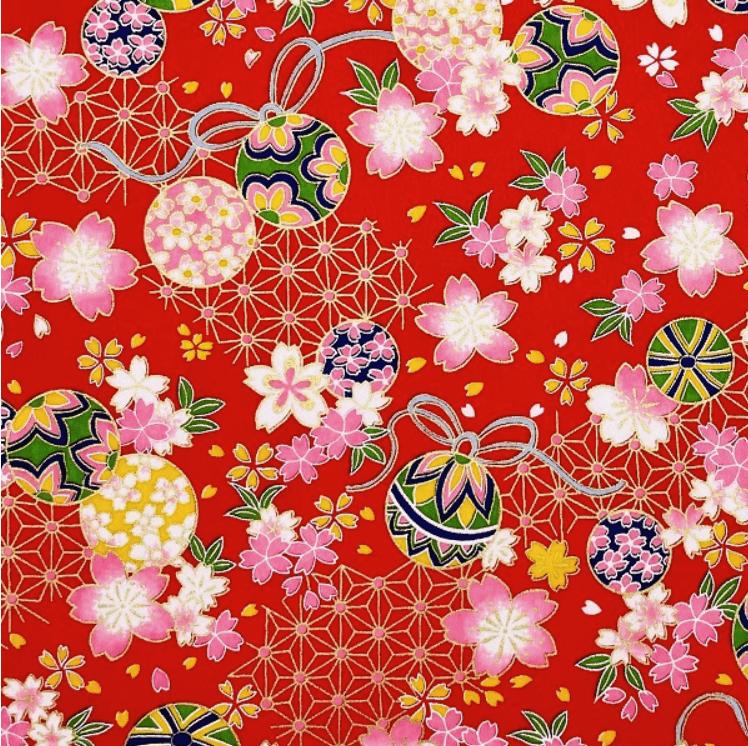 Japanese Yuzen Chiyogami Washi Paper - Product Code Y1071 - Festive Harmony