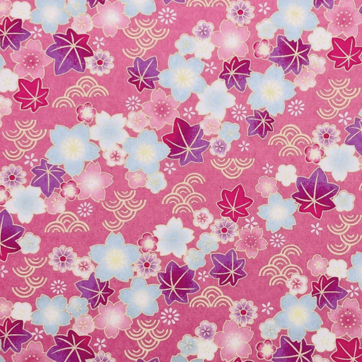 Japanese Yuzen Chiyogami Washi Paper Y1112 - Pastel Florals on Pink