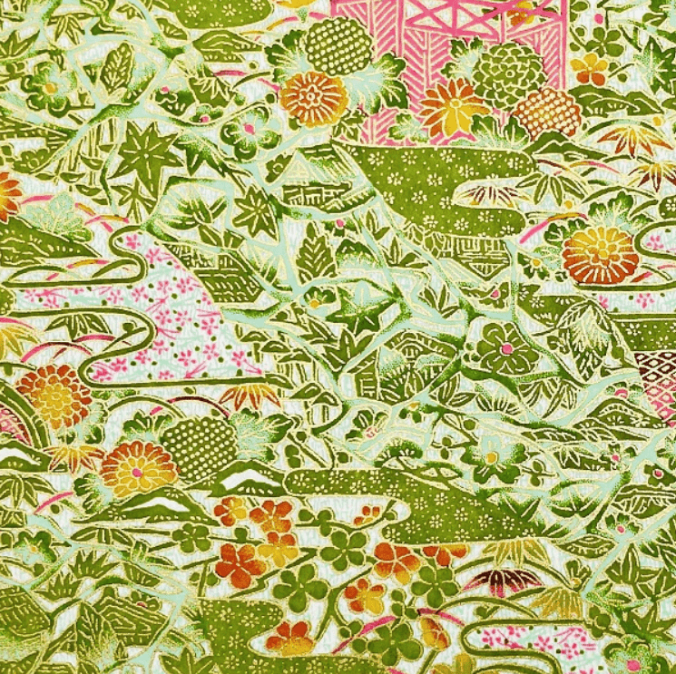 Japanese Yuzen Chiyogami Washi Paper Y1129 - Green Garden Harmony