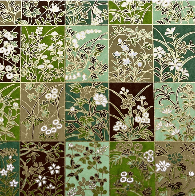 Japanese Yuzen Chiyogami Washi Paper Y1130 - Green Floral Patchwork