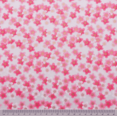Japanese Yuzen Washi Paper Y1153 – Pink Cherry Blossoms on Soft White Chiyogami