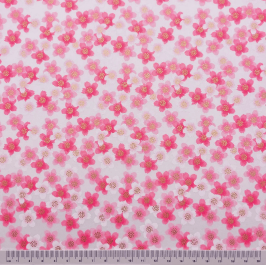 Japanese Yuzen Washi Paper Y1153 – Pink Cherry Blossoms on Soft White Chiyogami