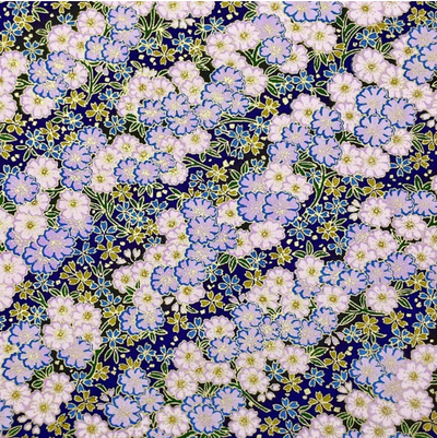 Yuzen Washi Paper Y1234 – Pale Pink Sakura on Indigo (Japanese Chiyogami)