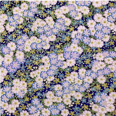Yuzen Washi Paper Y1234 – Pale Pink Sakura on Indigo (Japanese Chiyogami)