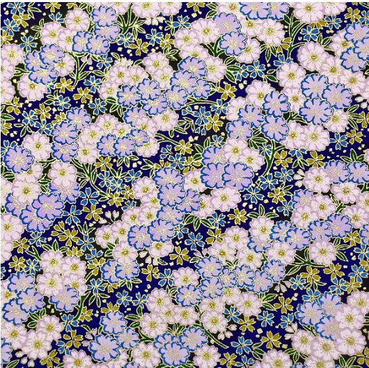 Yuzen Washi Paper Y1234 – Pale Pink Sakura on Indigo (Japanese Chiyogami)