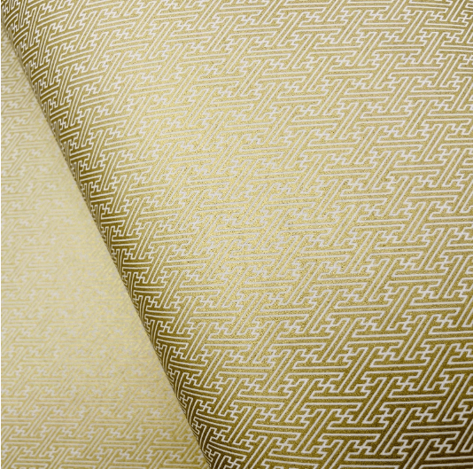 Japanese Yuzen Washi Paper Y1252 – Gold Sayagata Geometric Pattern on Cream Chiyogami
