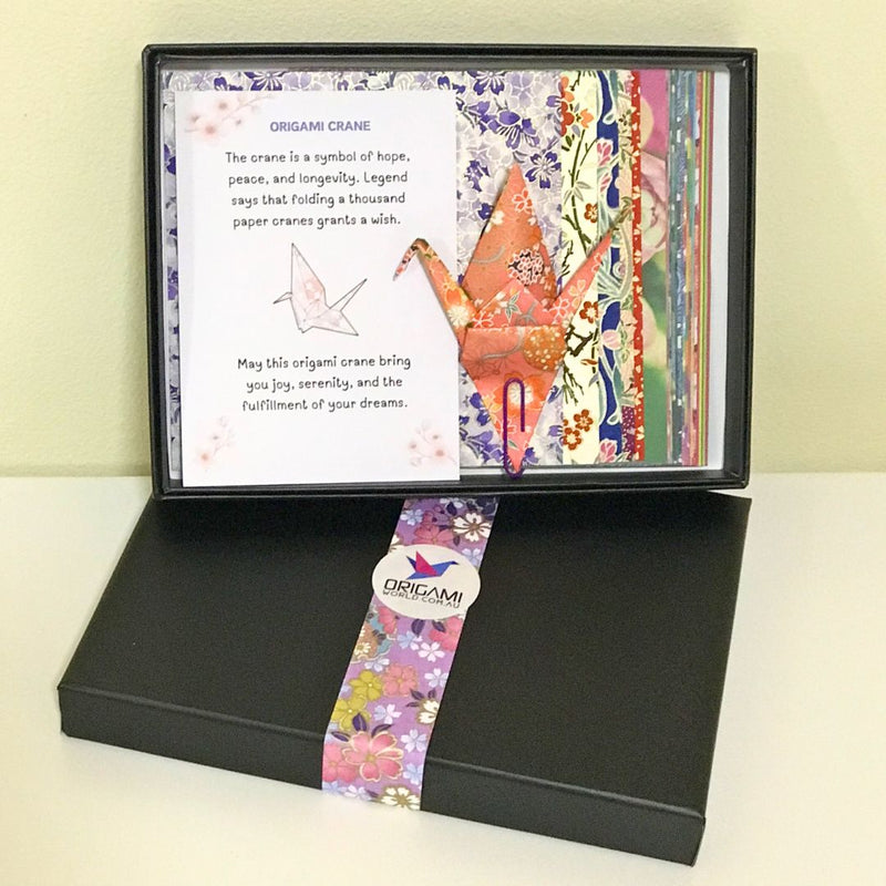 Premium Origami Crane Kit Gift Box - Symbol of Hope and Longevity - Eco Friendly Gift Set