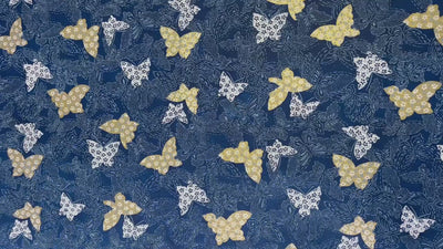 Japanese Yuzen Chiyogami Washi Paper KW132 – Gold and White Butterflies on Navy