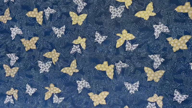 Japanese Yuzen Chiyogami Washi Paper KW132 – Gold and White Butterflies on Navy