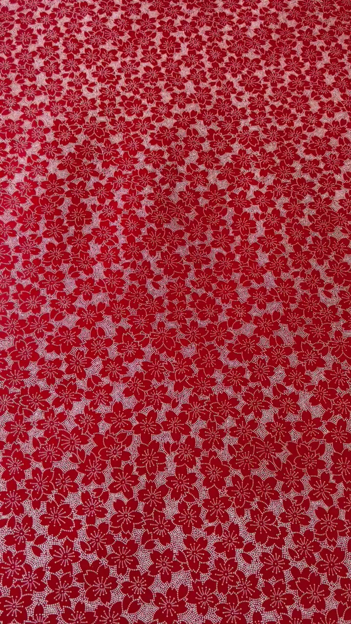 Japanese Yuzen Chiyogami Washi Paper KW140 – Red Ombre Sakura Dot Pattern
