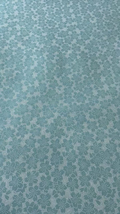 Japanese Yuzen Chiyogami Washi Paper - KW131 Dotted Sakura on Teal
