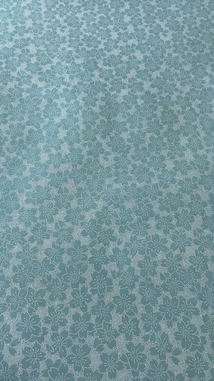 Japanese Yuzen Chiyogami Washi Paper - KW131 Dotted Sakura on Teal