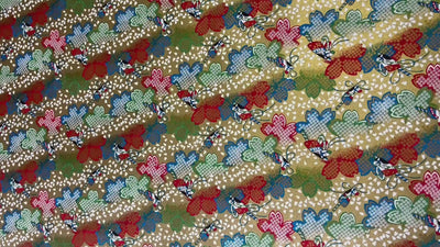Japanese Yuzen Chiyogami Washi Paper KW304 – Red, Green & Blue Maple Leaves with Gold Butterflies