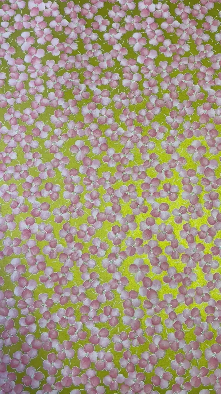 Japanese Yuzen Chiyogami Washi Paper KW103 – Pink Plum Blossoms on Gold