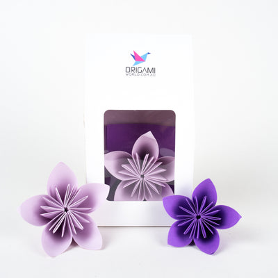 Origami Kusudama Flower KIT – in Display Gift Box – Available in Pink, Blue, Purple, Yellow, Red – Makes 12 Kusudama Japanese Flowers