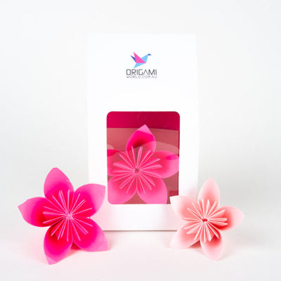 Origami Kusudama Flower KIT – in Display Gift Box – Available in Pink, Blue, Purple, Yellow, Red – Makes 12 Kusudama Japanese Flowers