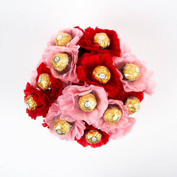 Handmade Ferrero Chocolate Flower Bloom – Pink & Red bouquet – Valentine&