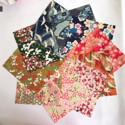 Japanese Yuzen Washi Paper – Assorted pack 10 designs 15cm x 15cm