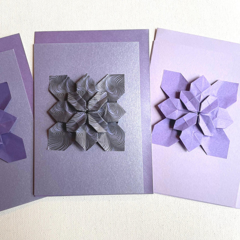 Origami Hydrangea Cards - Set of 3