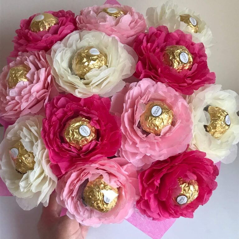 Pink and Cream – Ferrero Rocher Chocolate Flower Bloom – Mums Gift, Anniversary, Birthdays