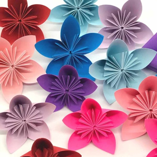 Origami Kusudama Flower – Single Kusudama Paper Flower in White, Cream, Red, Orange, Pink, Blue, Purple, Yellow