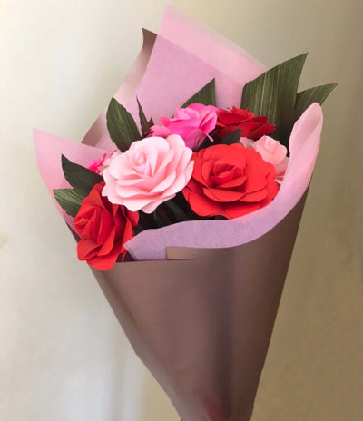 Pink and Red Blooms – Paper Rose Flower Bouquet That Last Forever