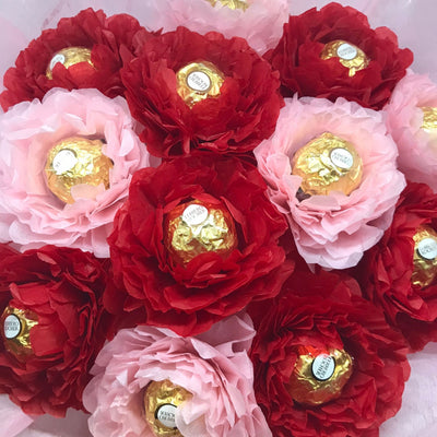Handmade Ferrero Chocolate Flower Bloom – Pink & Red bouquet – Valentine's Day Gift, Anniversary, Birthdays, Mother’s Day