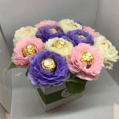 Chocolate Flower Bouquet Box - Pastel - Ferrero Rocher Chocolates – Valentine's Day