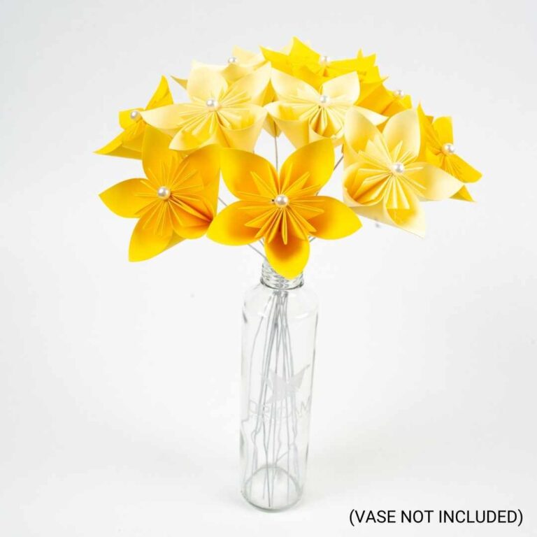 Yellow Kusudama Flower Arrangement – Flowers on Wire Bouquet